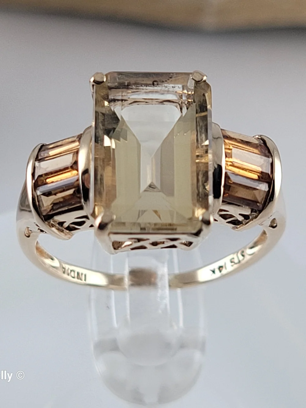 14K Yellow Gold Quartz and Citrine Ring Size 6.75 - Solid Gold! 👌🎁